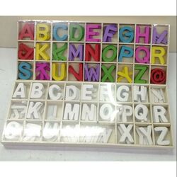 Wooden Alphabet White Letters set for Art RAW 384
